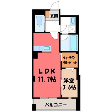 宇都宮駅 徒歩16分 6階の物件間取画像